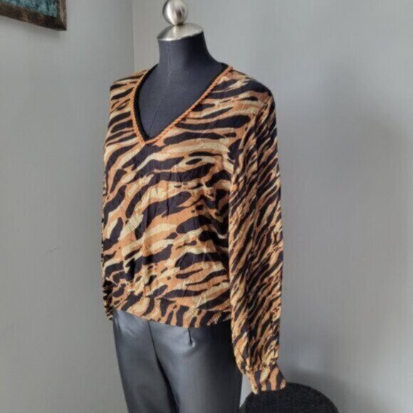 Anthropologie Stripe Puff Sleeve Blouse Sz Small - Picture 4 of 15